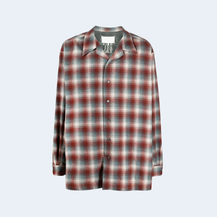 메종 마르지엘라 체크 로고 패치 셔츠